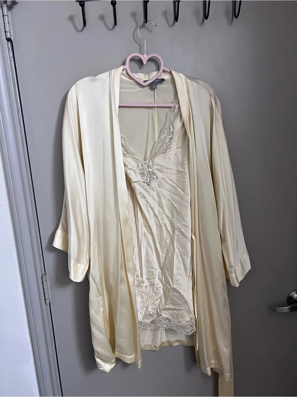 Neiman Marcus Cream Lace Trim Satin Chemise - FITS LIKE XS